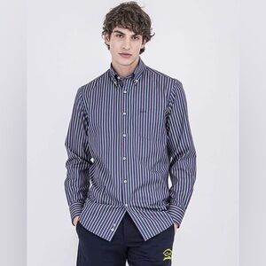 Thomas Pink Navy and White Striped Shirt